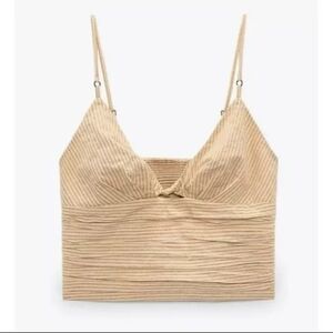 Zara. Beige Ribbed Women's Top